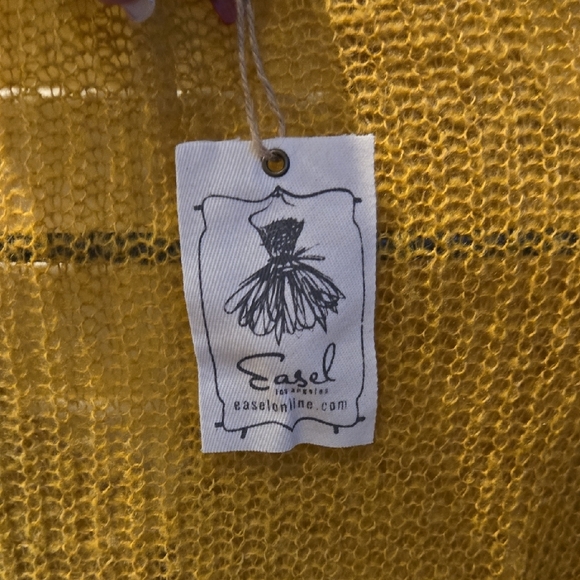 Easel Mustard V Neck Sweater.Extra Stretch - Picture 4 of 5